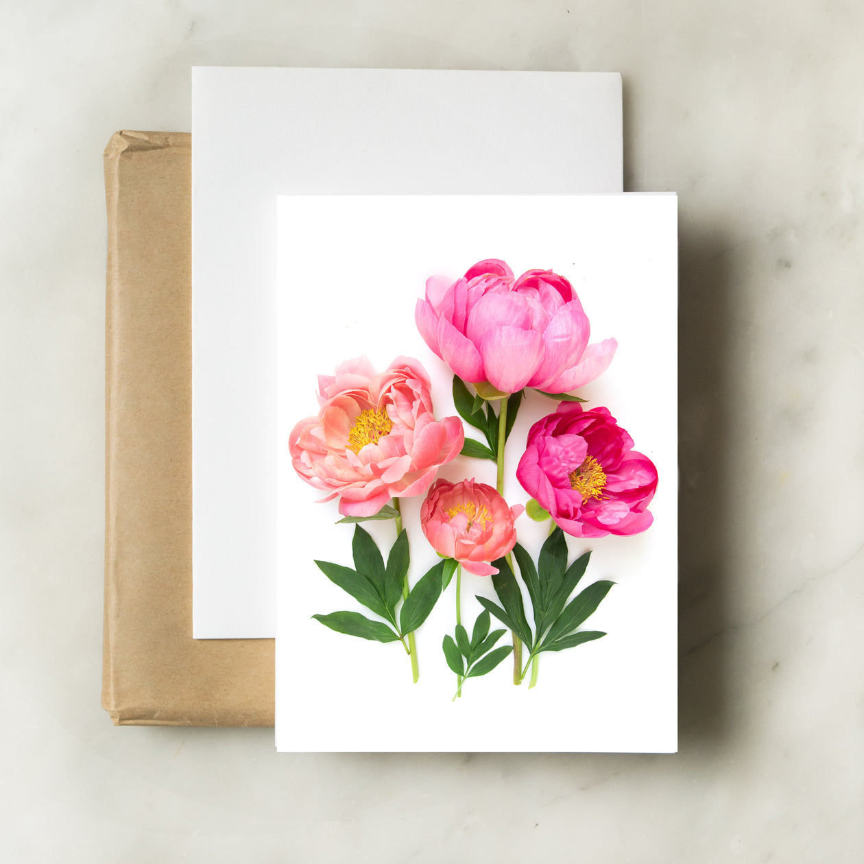 Folding card - Peony Flowers