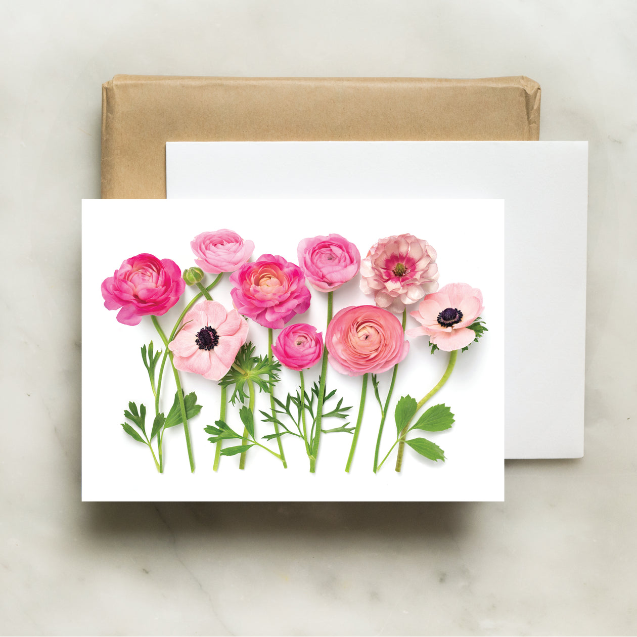 Folding card - Pink Ranunculus