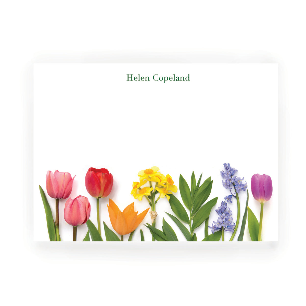 Personalized Rainbow and Bluebells Flat Card Set