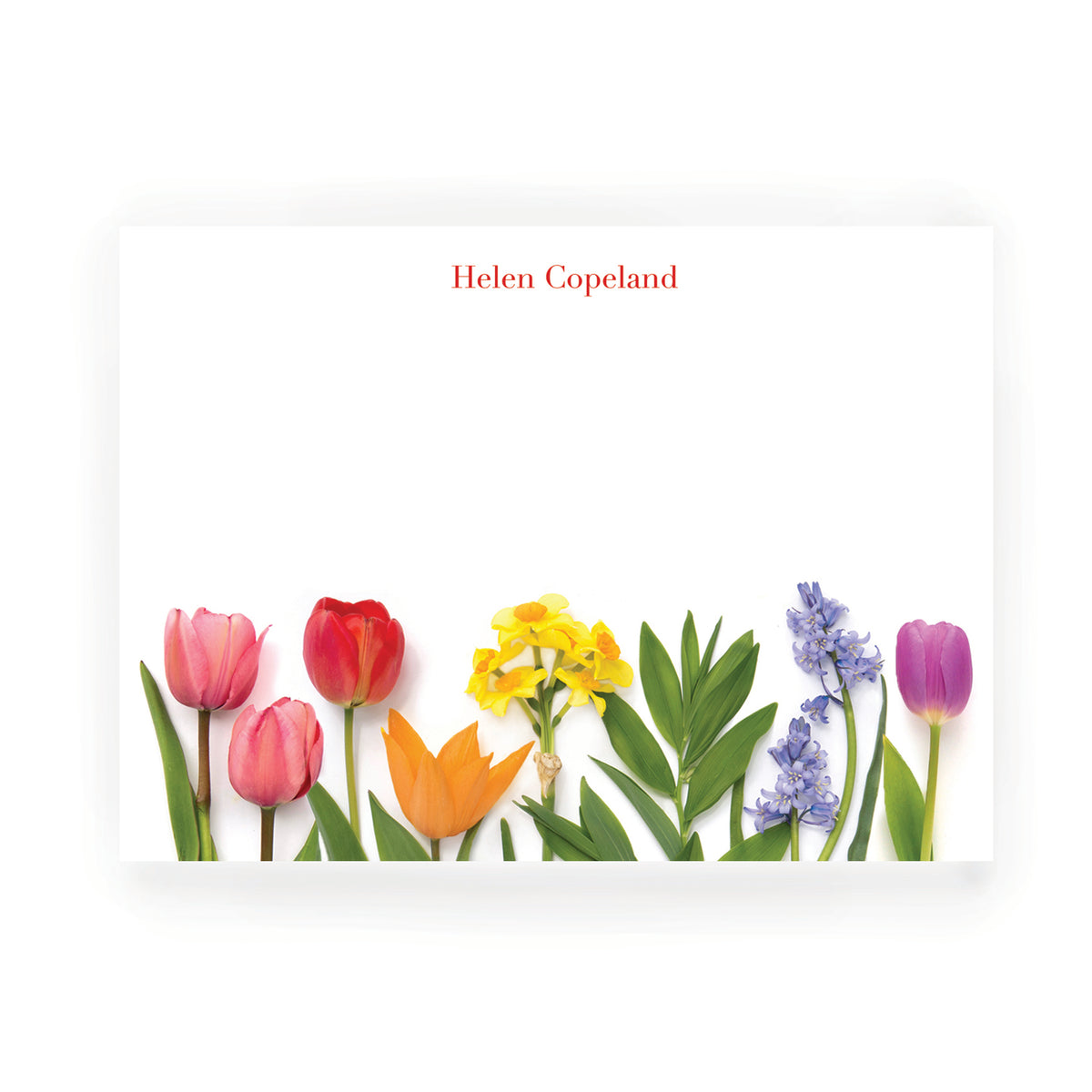 Personalized Rainbow and Bluebells Flat Card Set