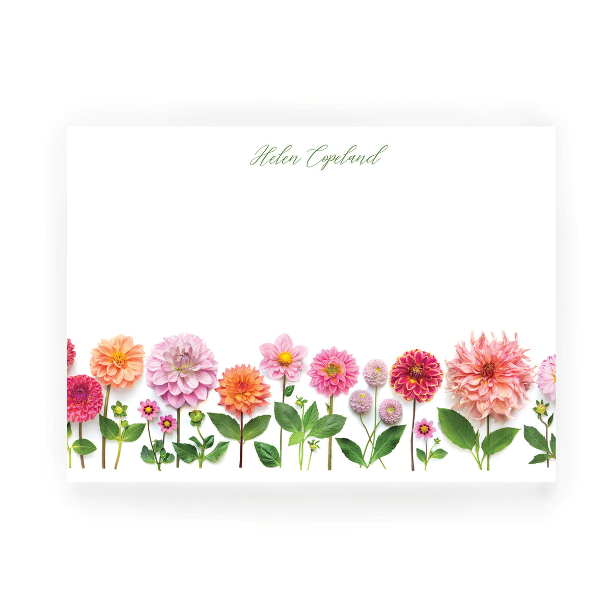 Personalized Dahlias Flat Card Set
