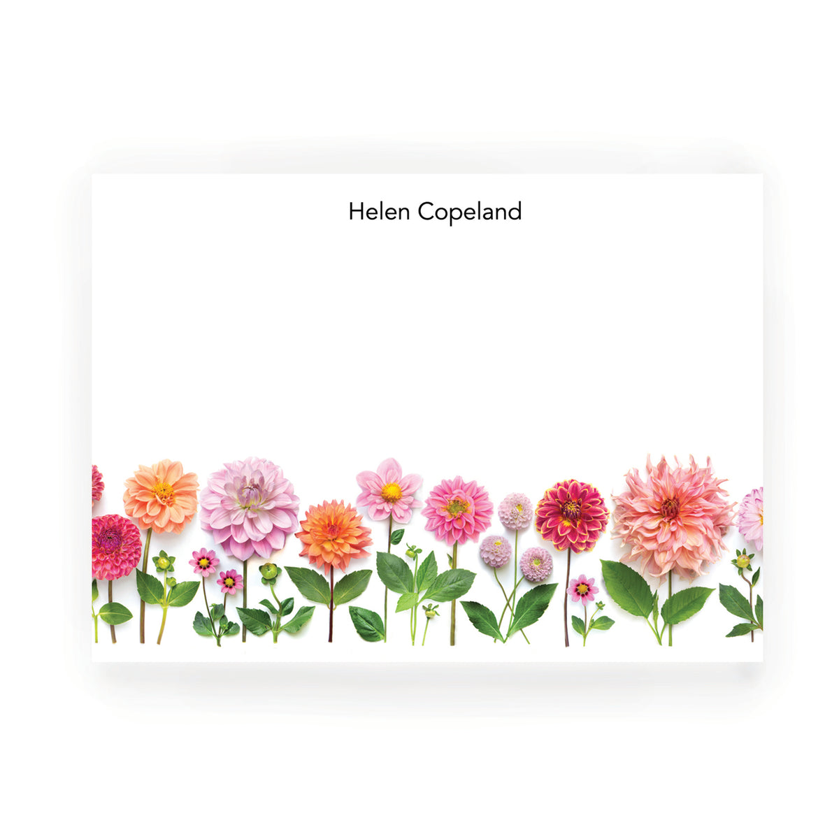 Personalized Dahlias Flat Card Set