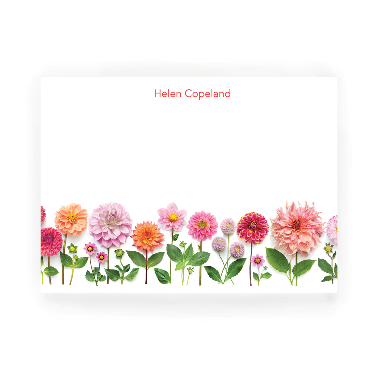 Personalized Dahlias Flat Card Set