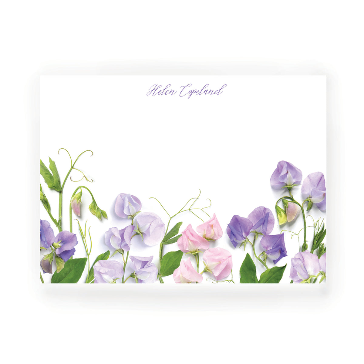 Personalized Sweet Peas Flat Card Set