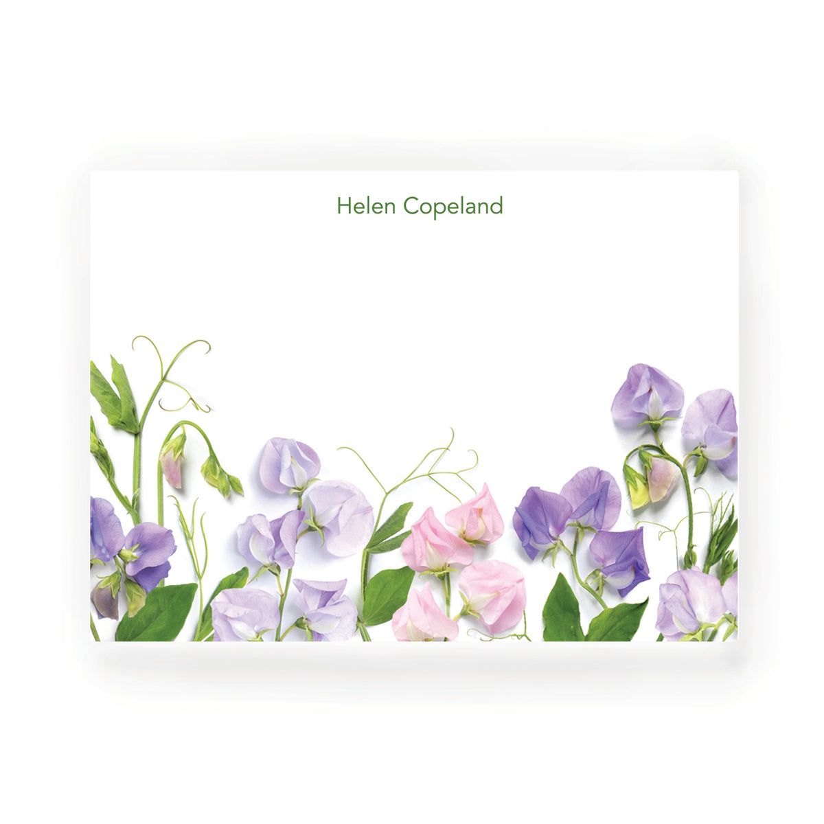 Personalized Sweet Peas Flat Card Set