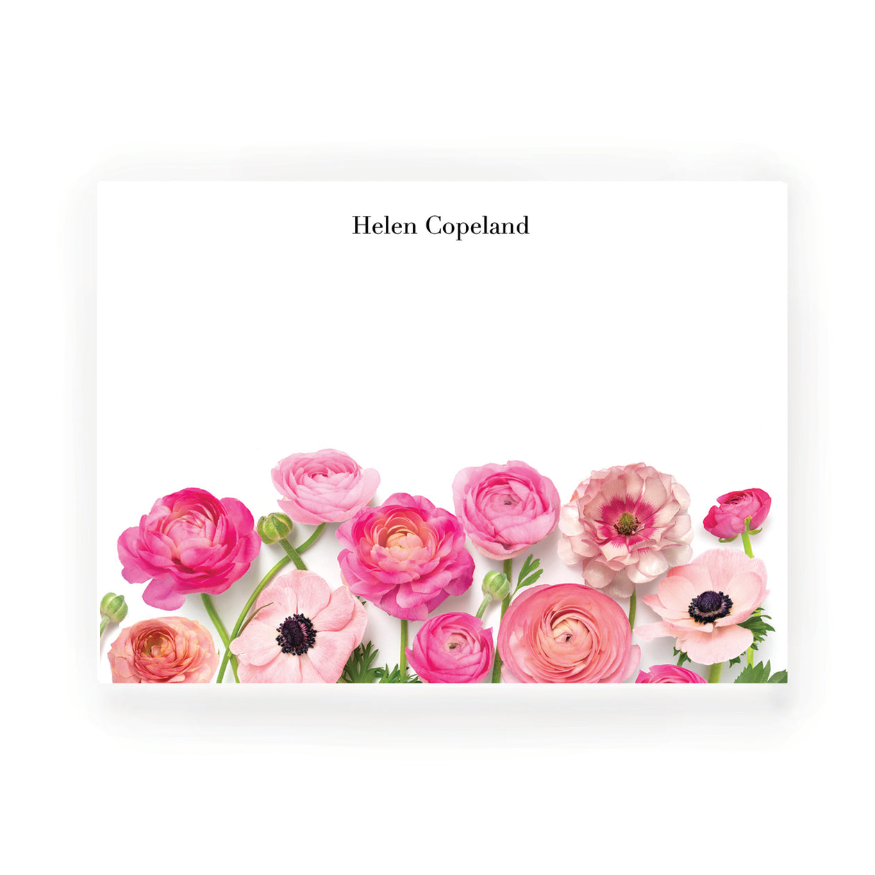 Customized Pink Ranunculus Flat Card Set