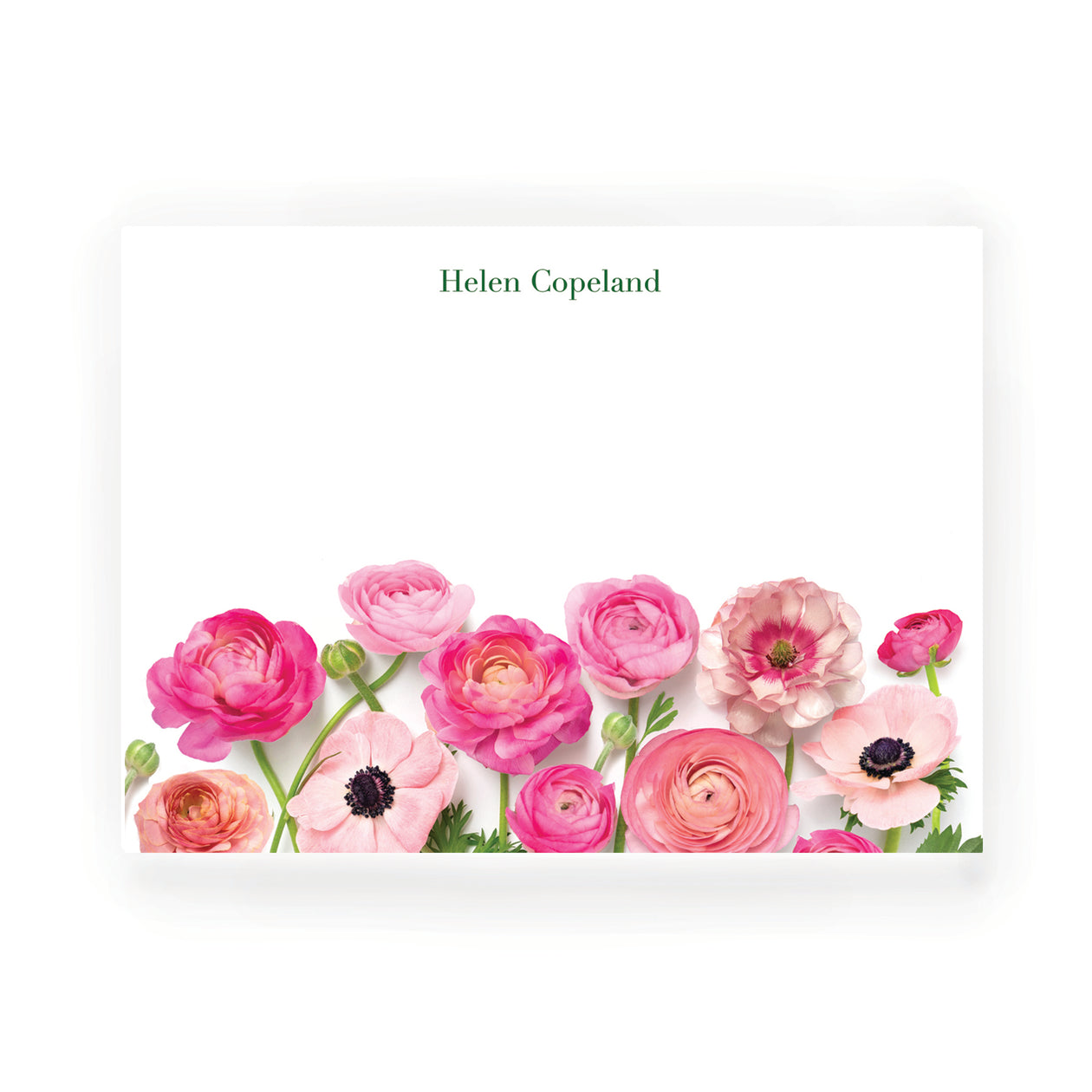 Customized Pink Ranunculus Flat Card Set
