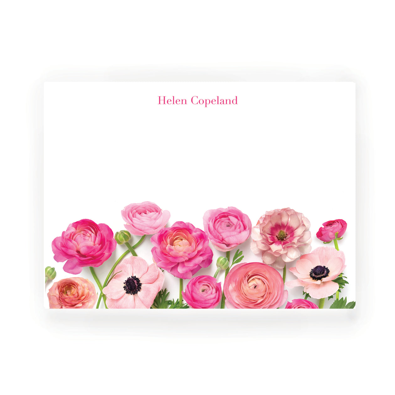Customized Pink Ranunculus Flat Card Set