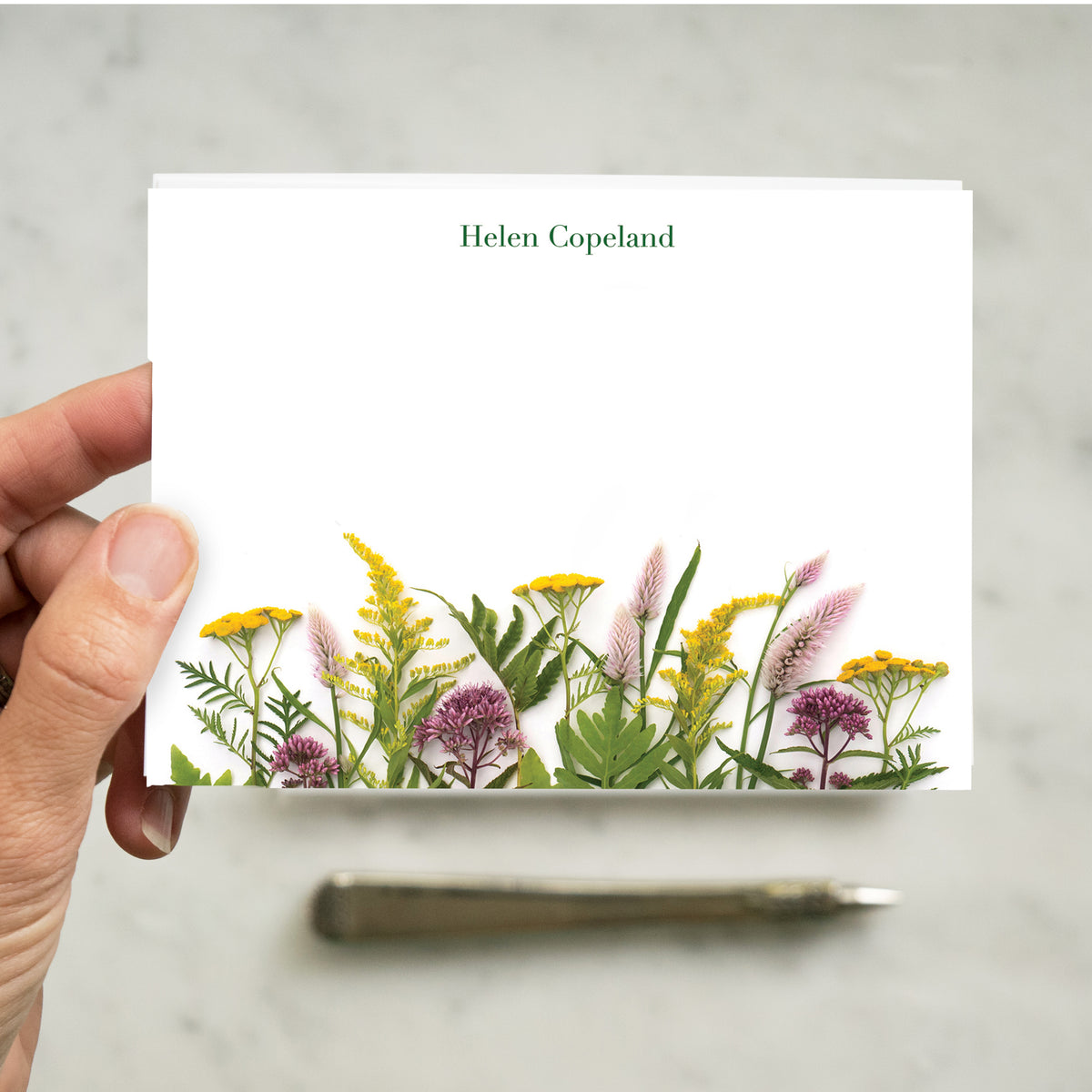 Personalized Wildflowers Flat Card Set
