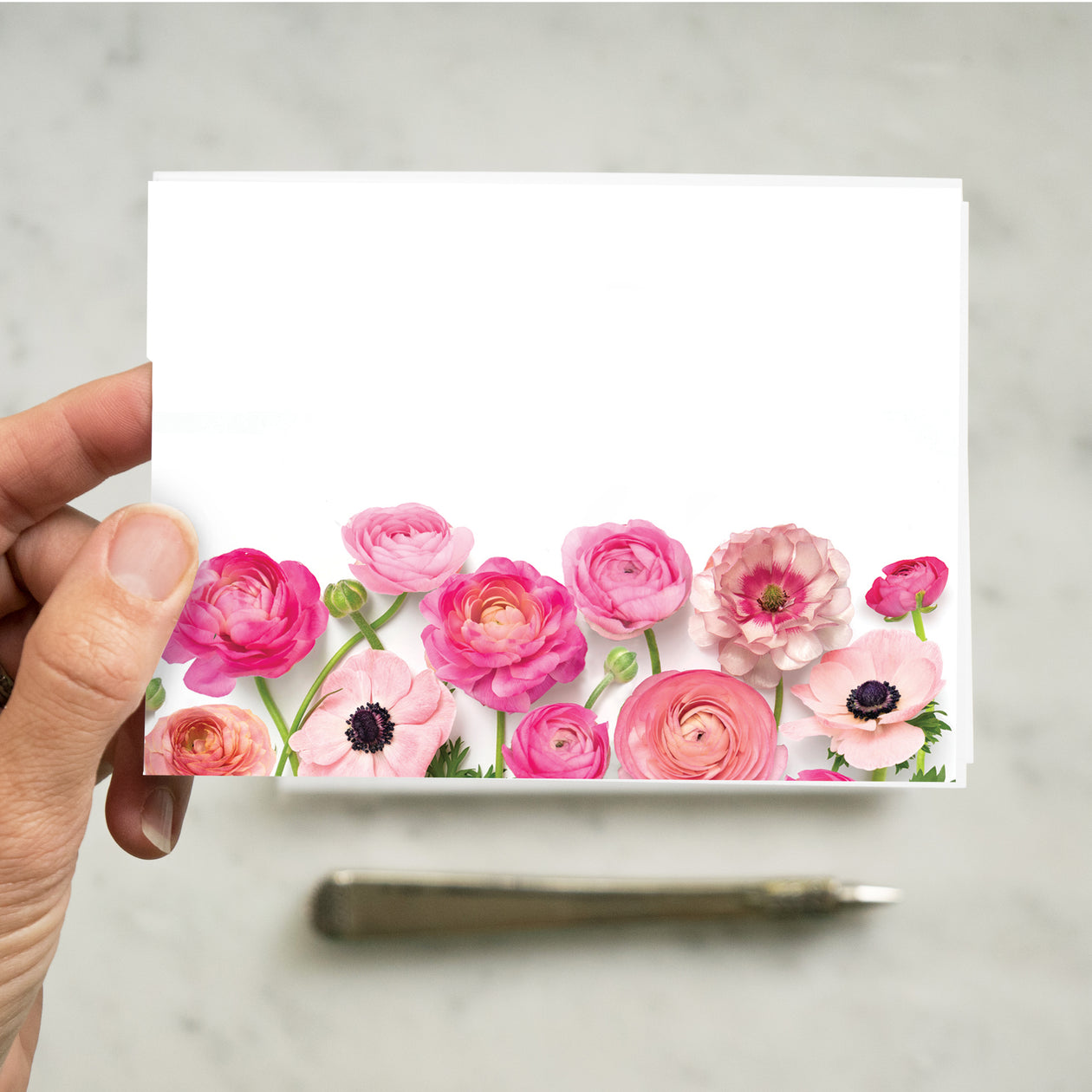 Flat card set - Pink Ranunculus