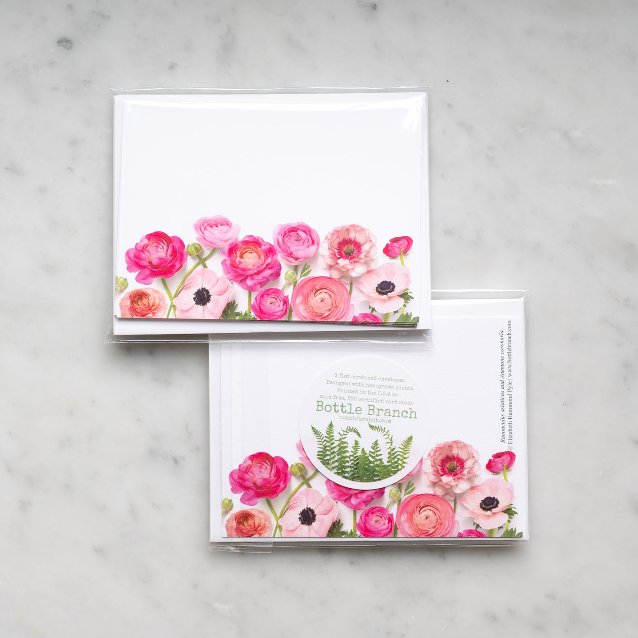 Flat card set - Pink Ranunculus