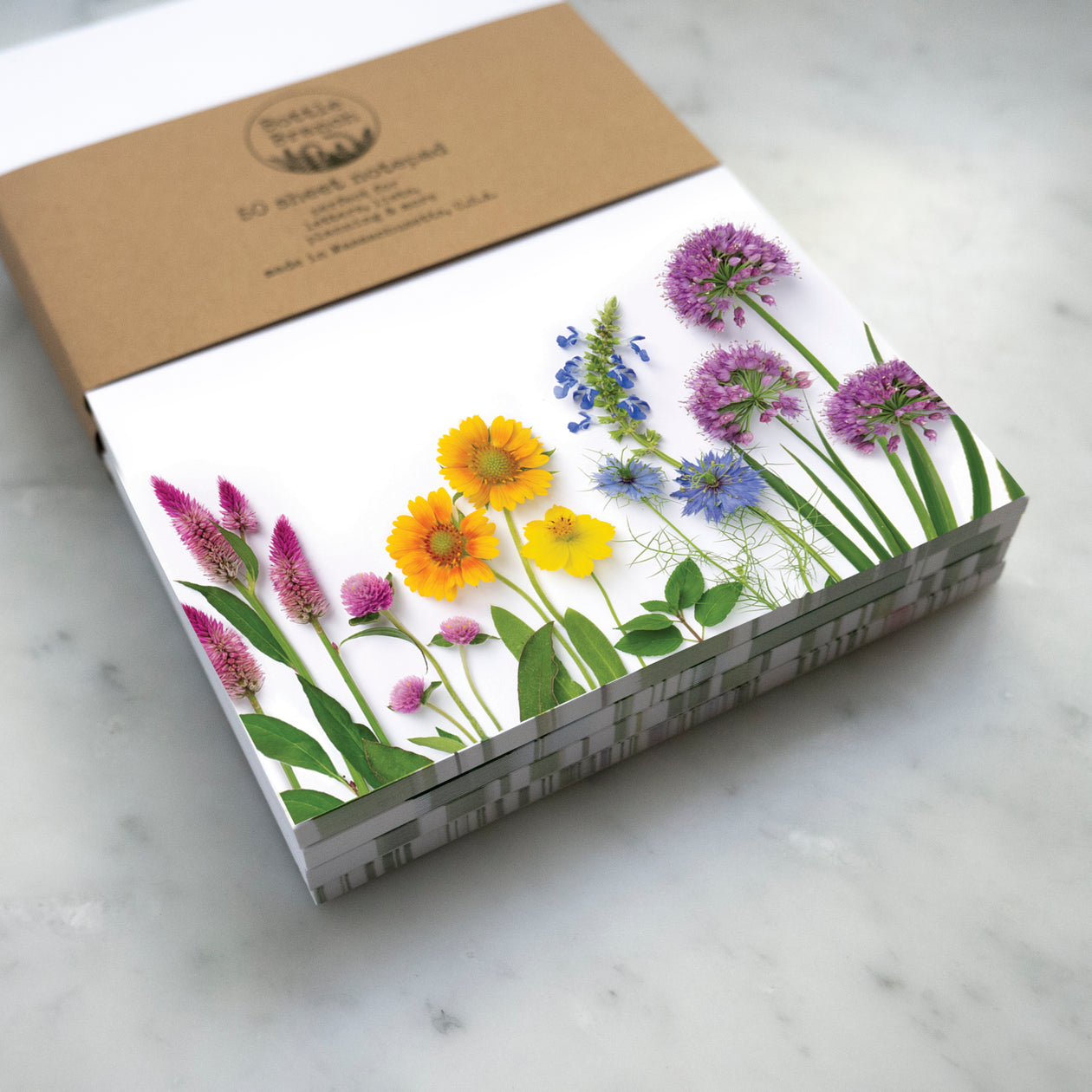 Rainbow Flowers Large Notepad –  Botanical Stationery