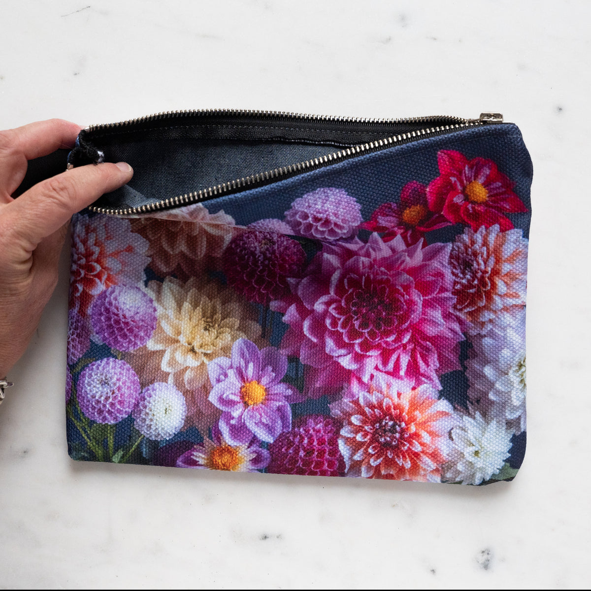 Zipper Bag ~ Multi-color Dahlias