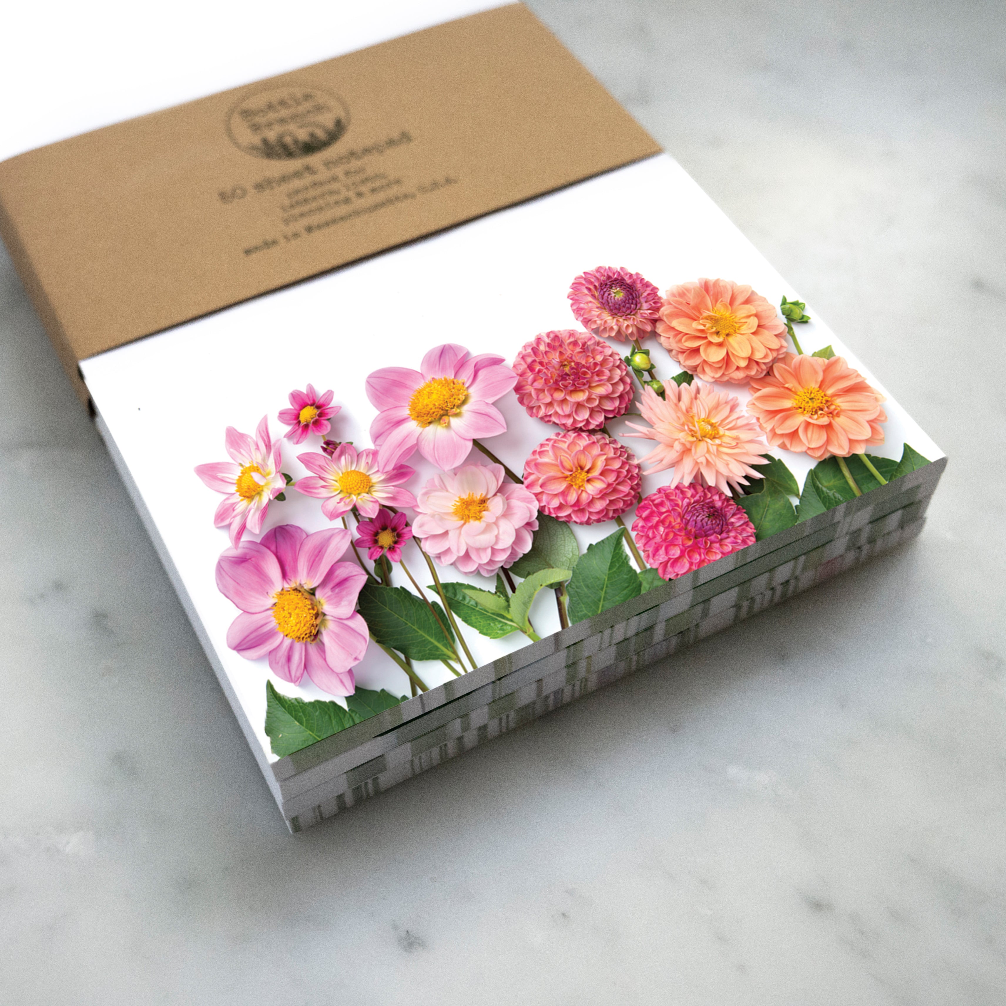 Dahlia Large Notepad – Botanical Stationery – BottleBranch