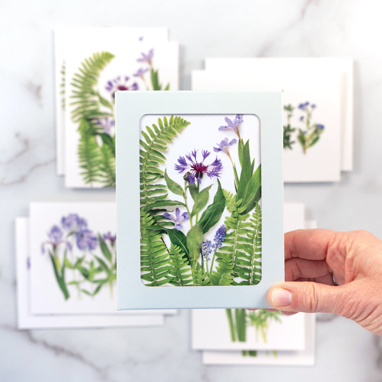 Card set - Ferns and Blue Flowers