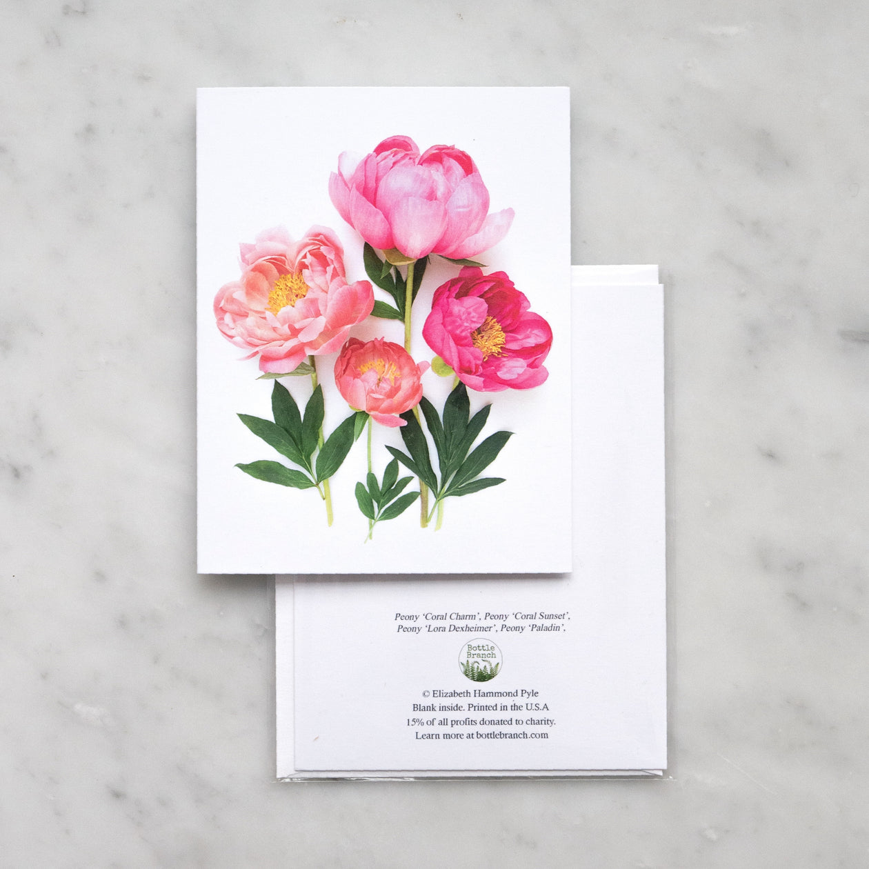 Folding card - Peony Flowers