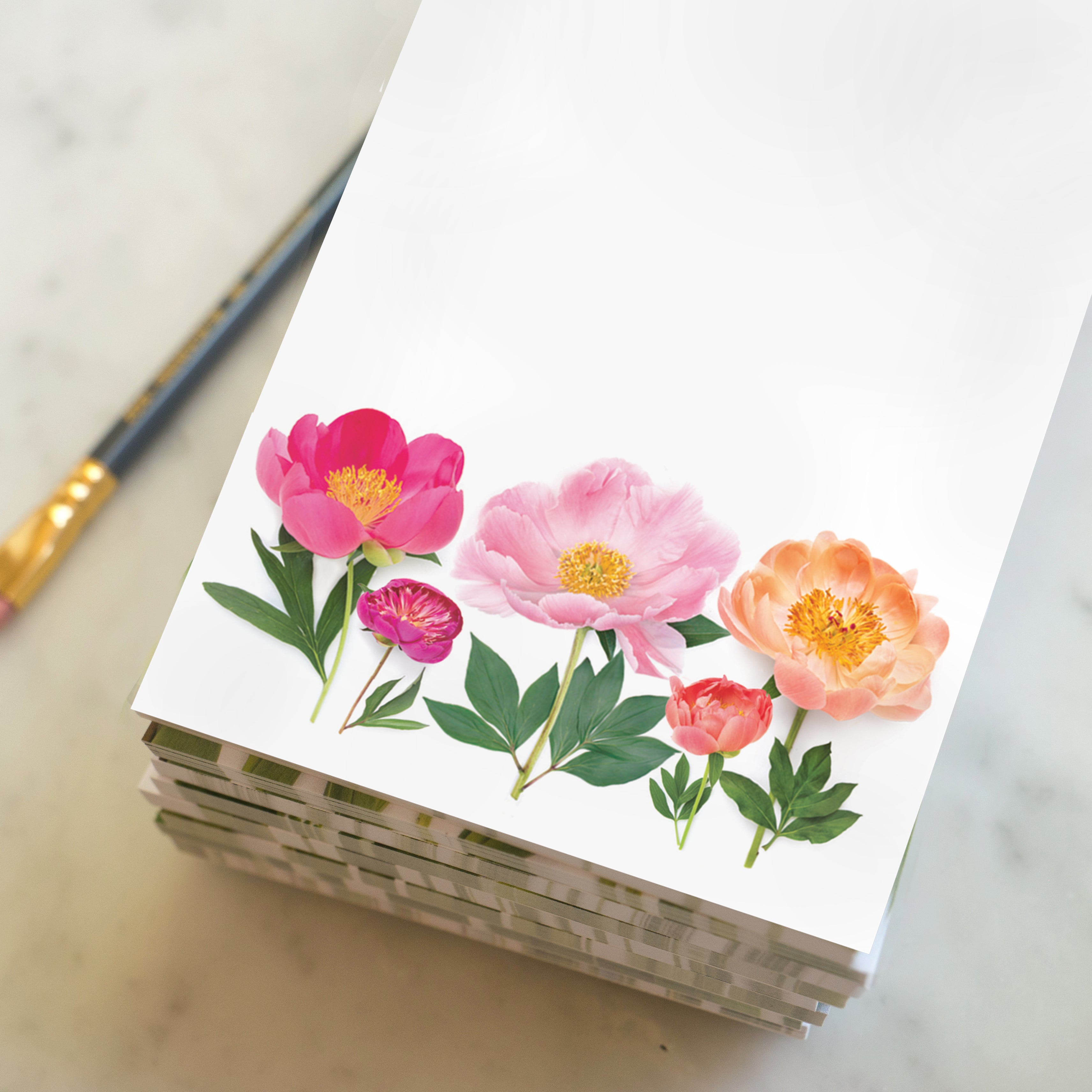 Peony Flowers List Notepad – Botanical Stationery – BottleBranch
