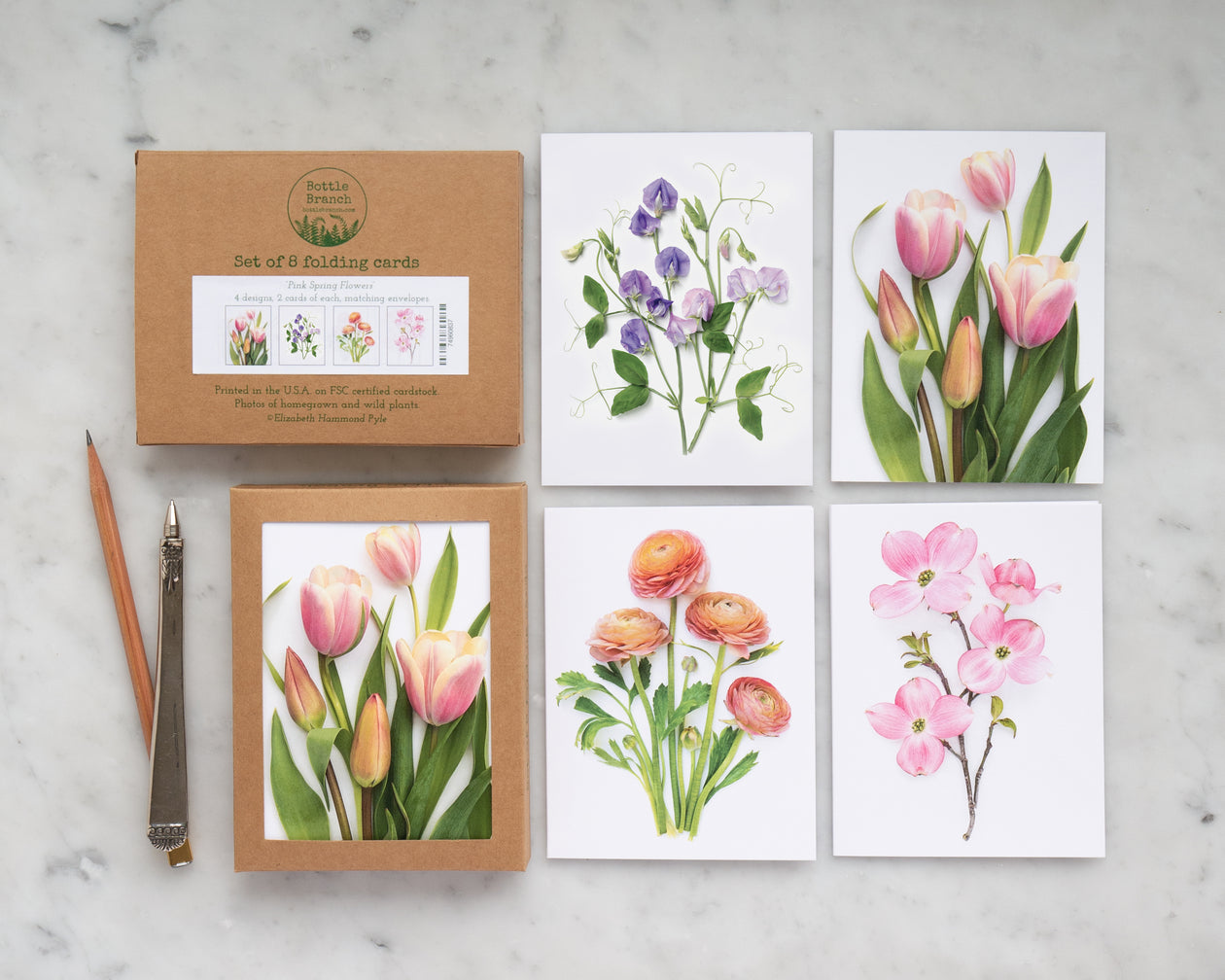 Card set - Pink spring flowers