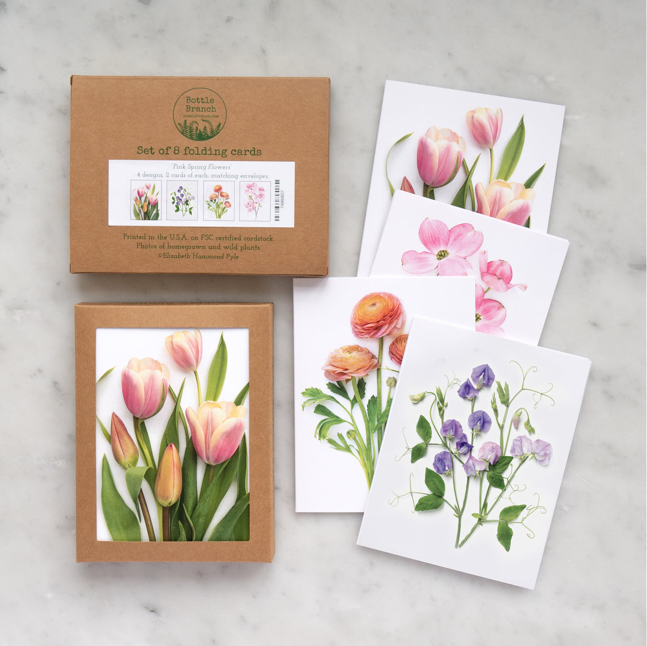 Card set - Pink spring flowers