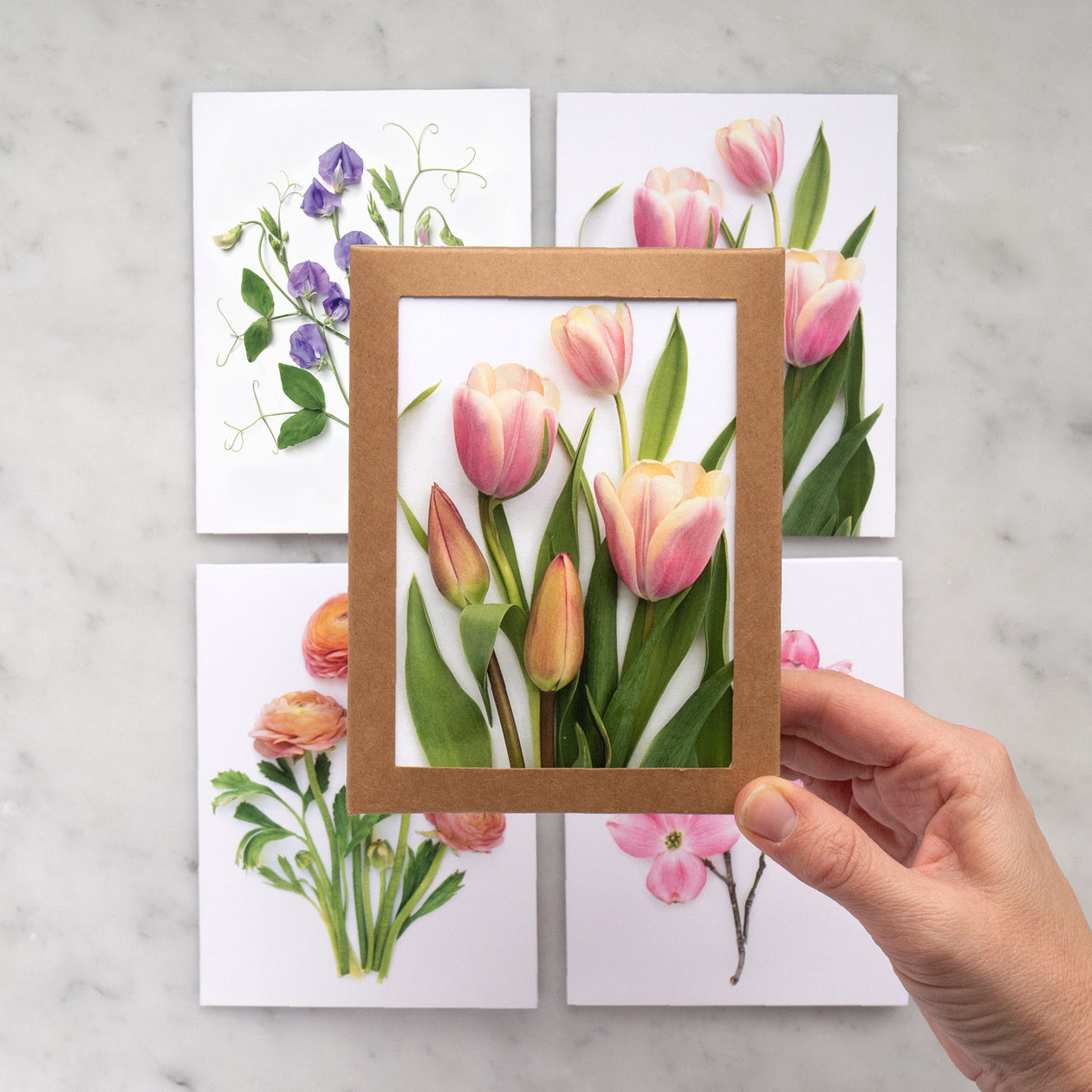 Card set - Pink spring flowers