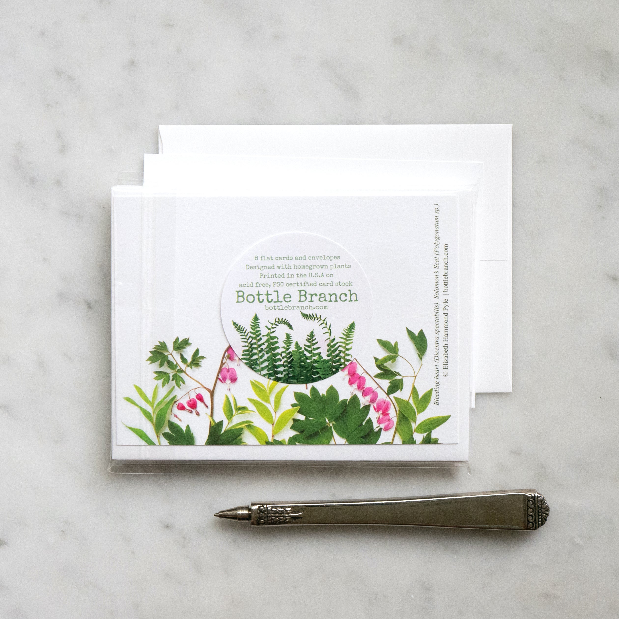 Bleeding Heart Flowers | 8 Flat Card Set Bleeding Heart Flowers | 8 Flat Card Set