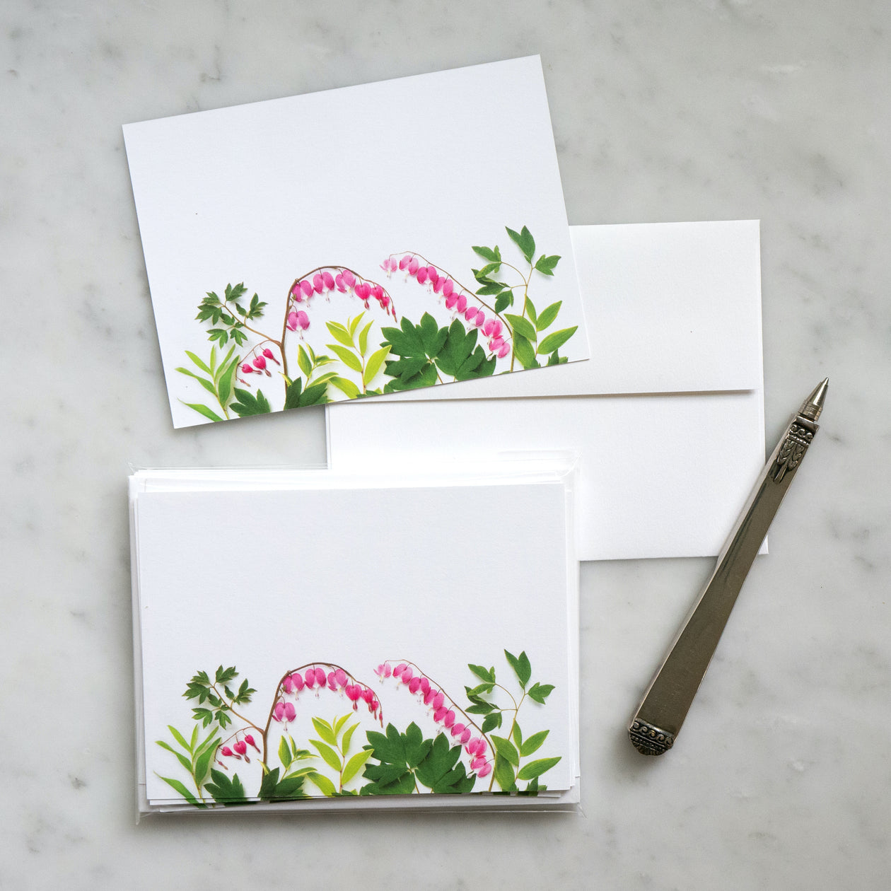 Flat card set - Bleeding Hearts Flowers