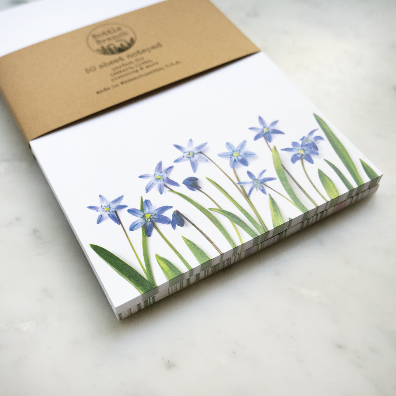 Large Note Pad ~ Blue Scilla Flowers