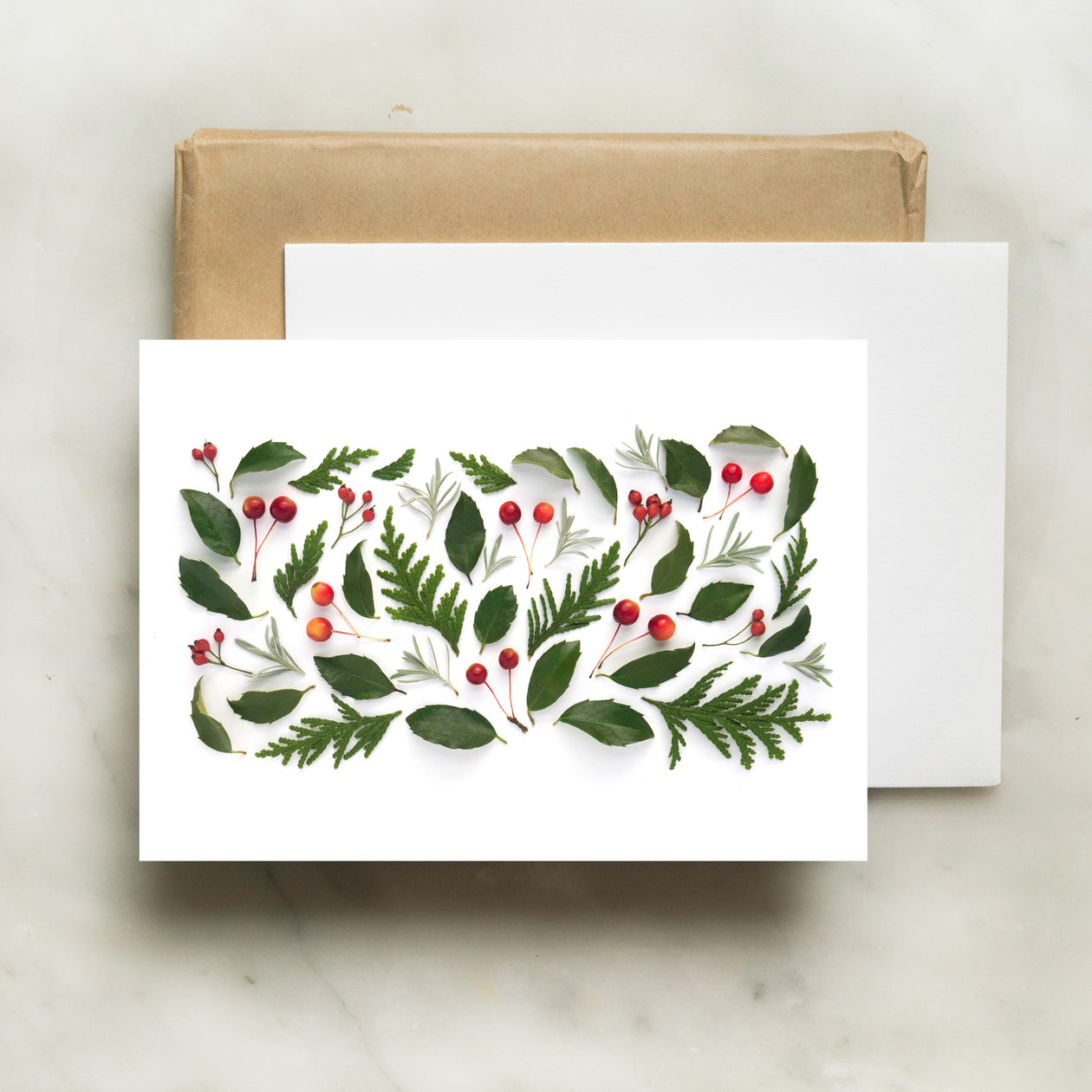 Folding card - Greenery with berries and lavender