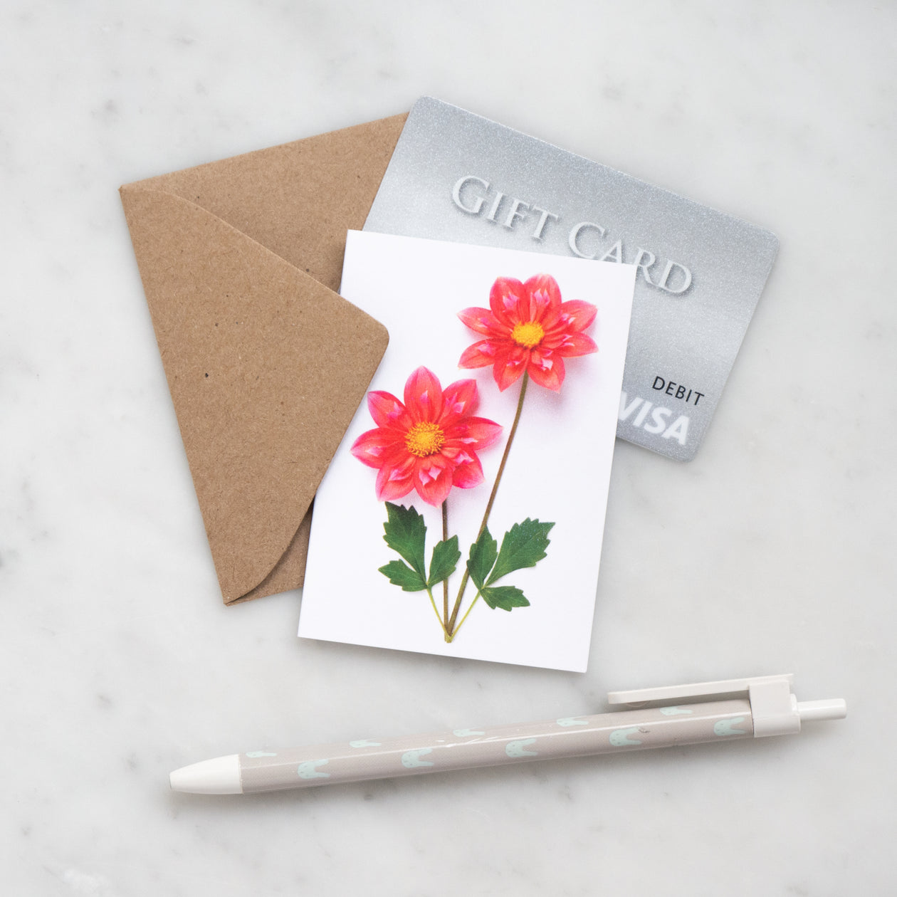 Mini card - Orange Dahlias