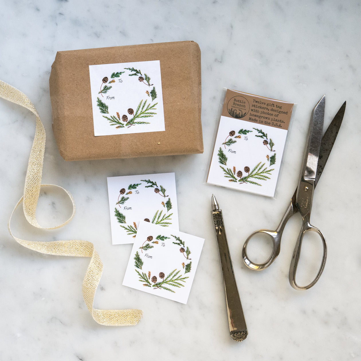 Sticker tags - wreath