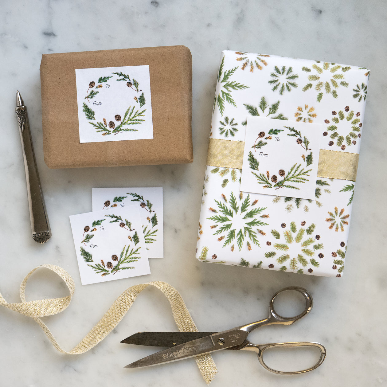Sticker tags - wreath