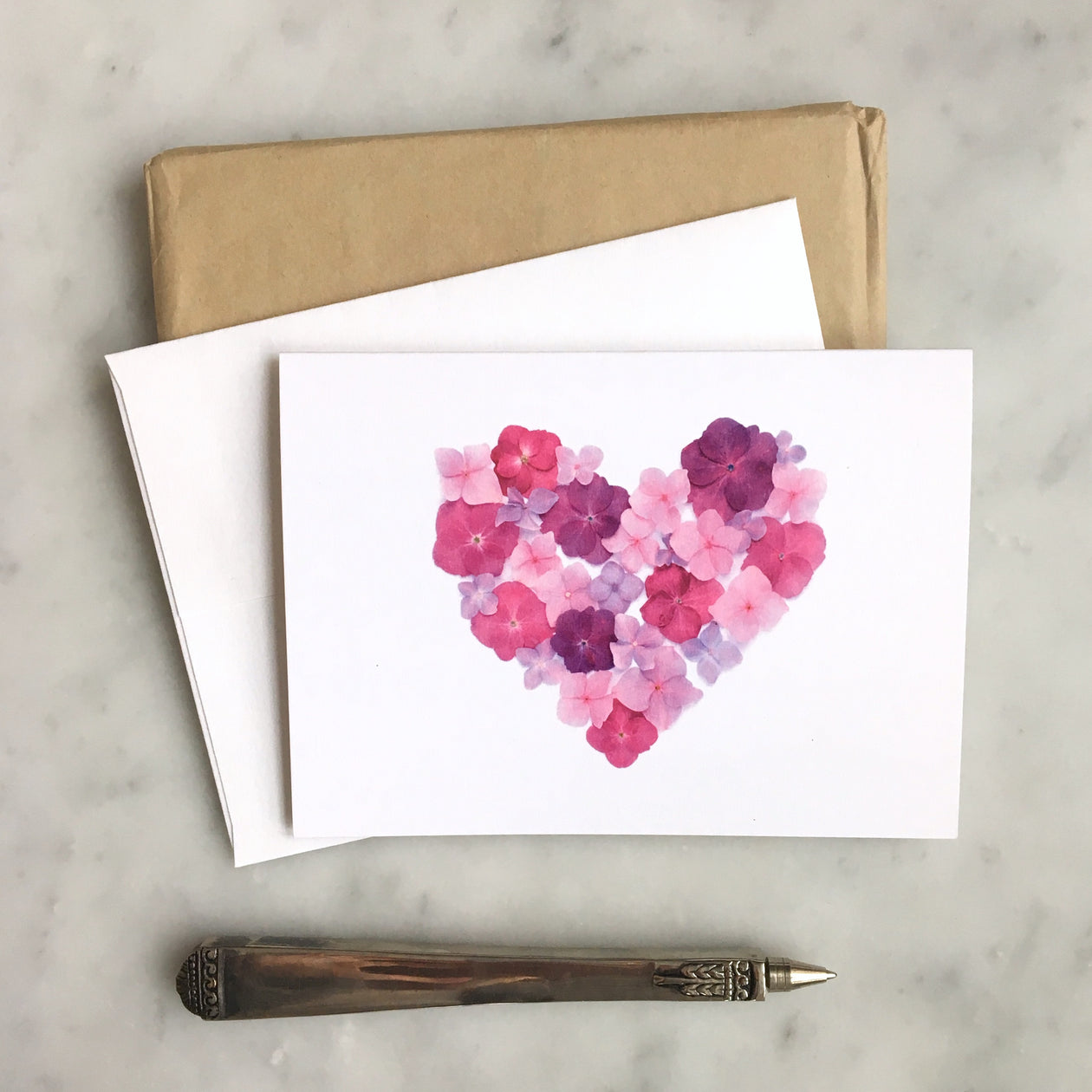 Folding card - Hydrangea heart