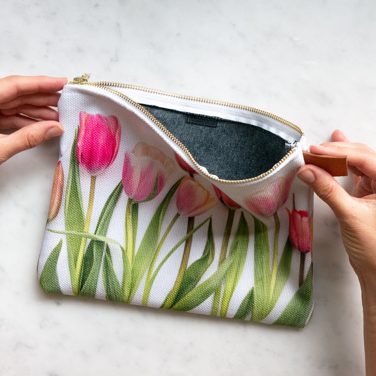 Zipper Bag  ~ Pink Tulips