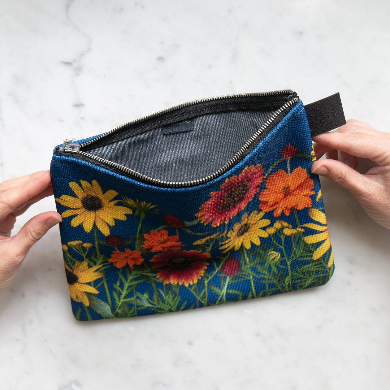 Zipper Bag  ~ Sunflowers, cosmos, black eyed susan