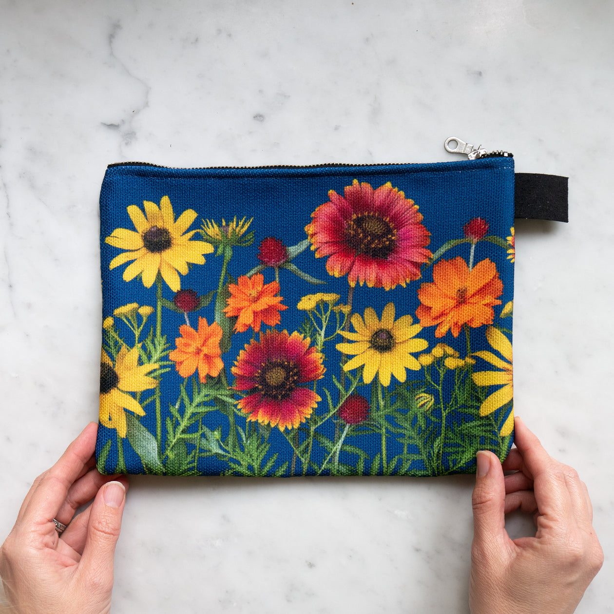 Zipper Bag  ~ Sunflowers, cosmos, black eyed susan