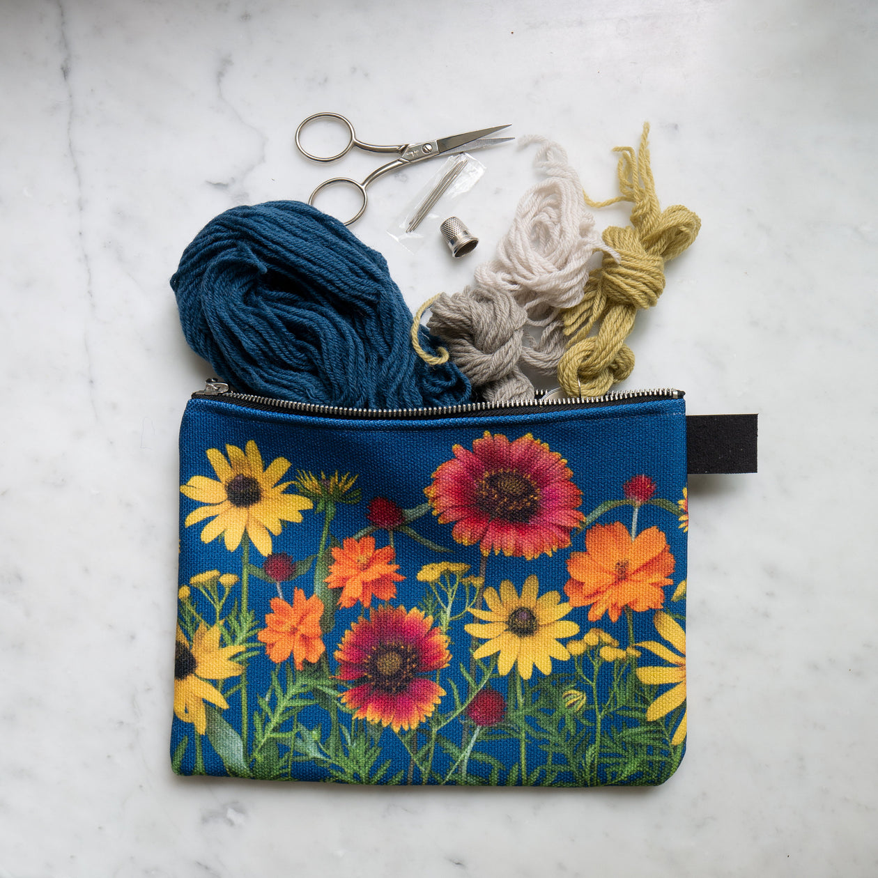 Zipper Bag  ~ Sunflowers, cosmos, black eyed susan