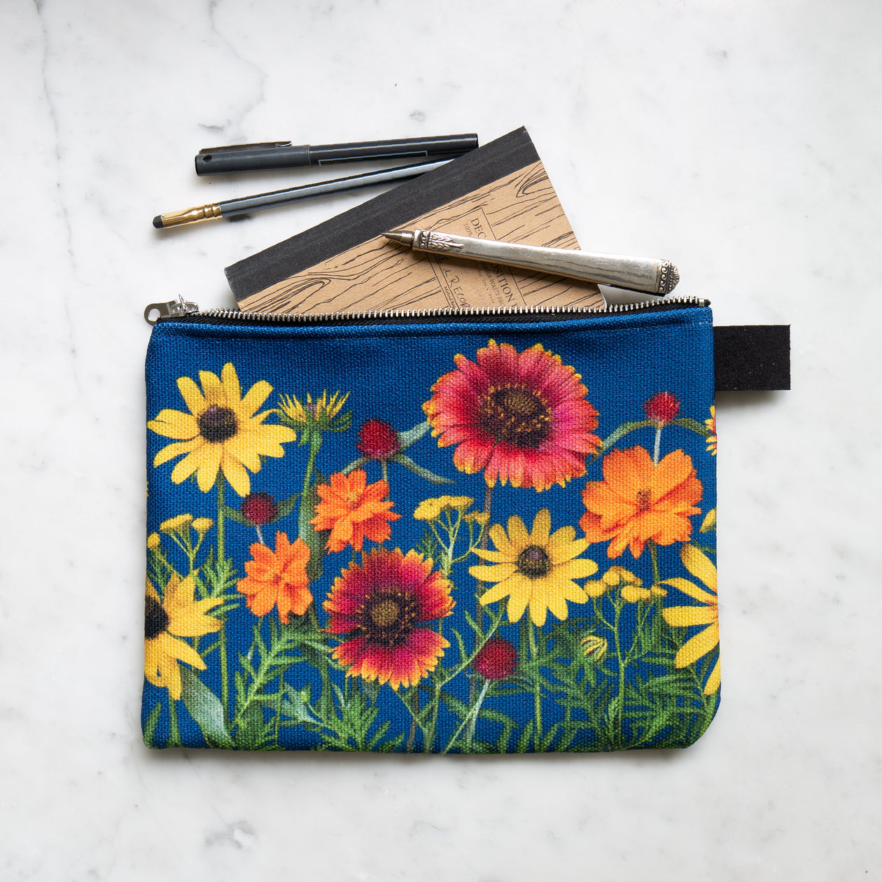 Zipper Bag  ~ Sunflowers, cosmos, black eyed susan