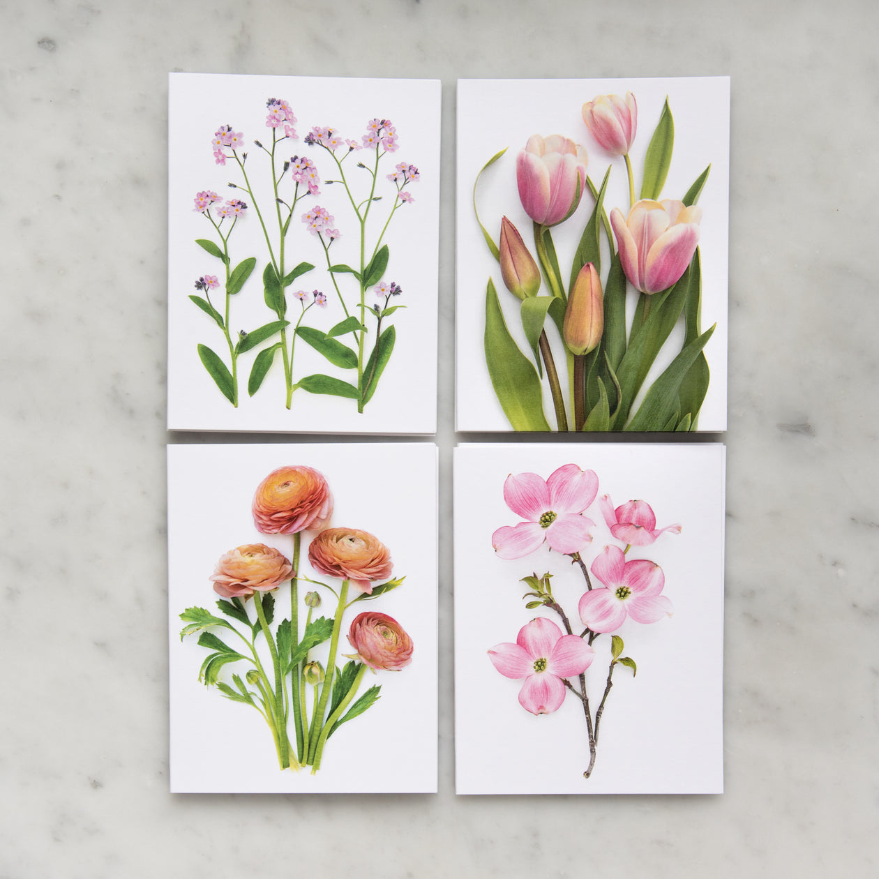 Card set - Pink spring flowers