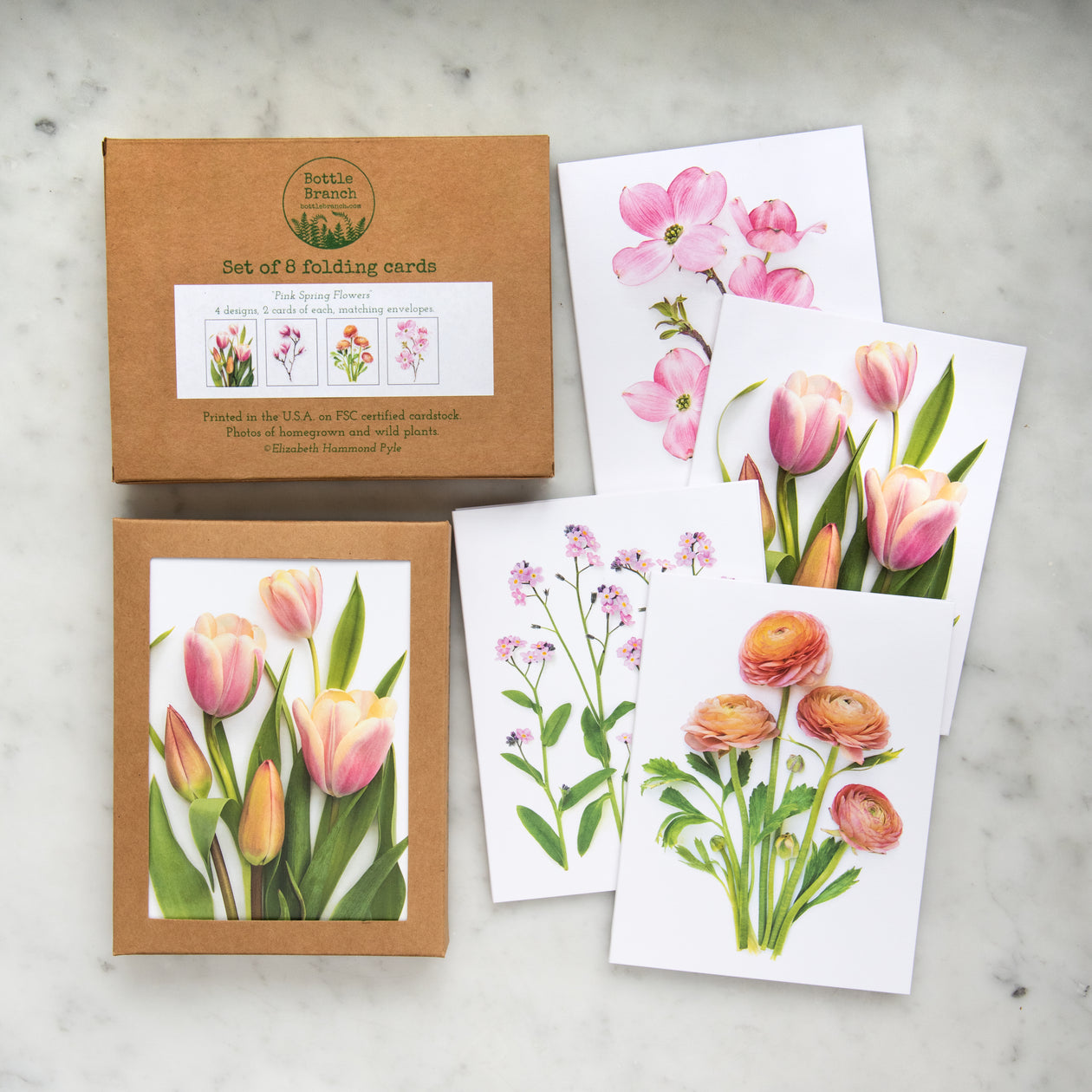 Card set - Pink spring flowers