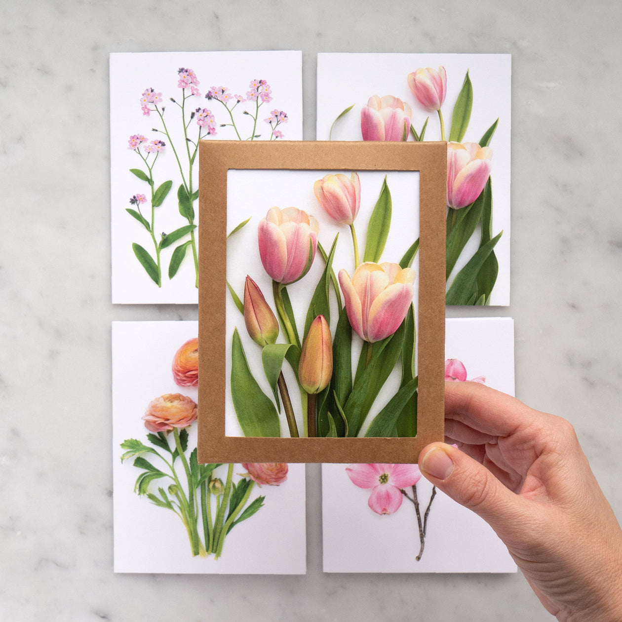 Card set - Pink spring flowers