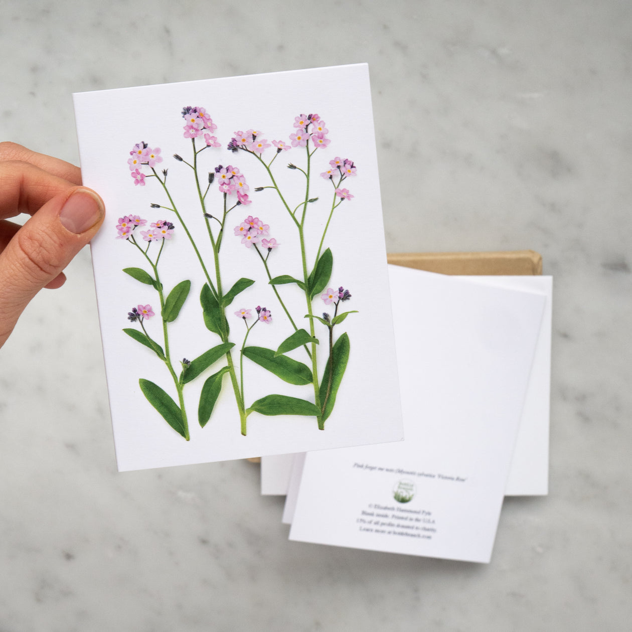 Folding card - Pink forget me nots card