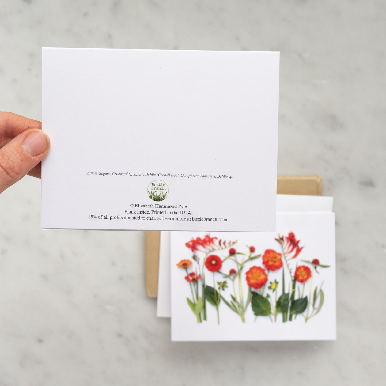 Folding card - Red dahlias