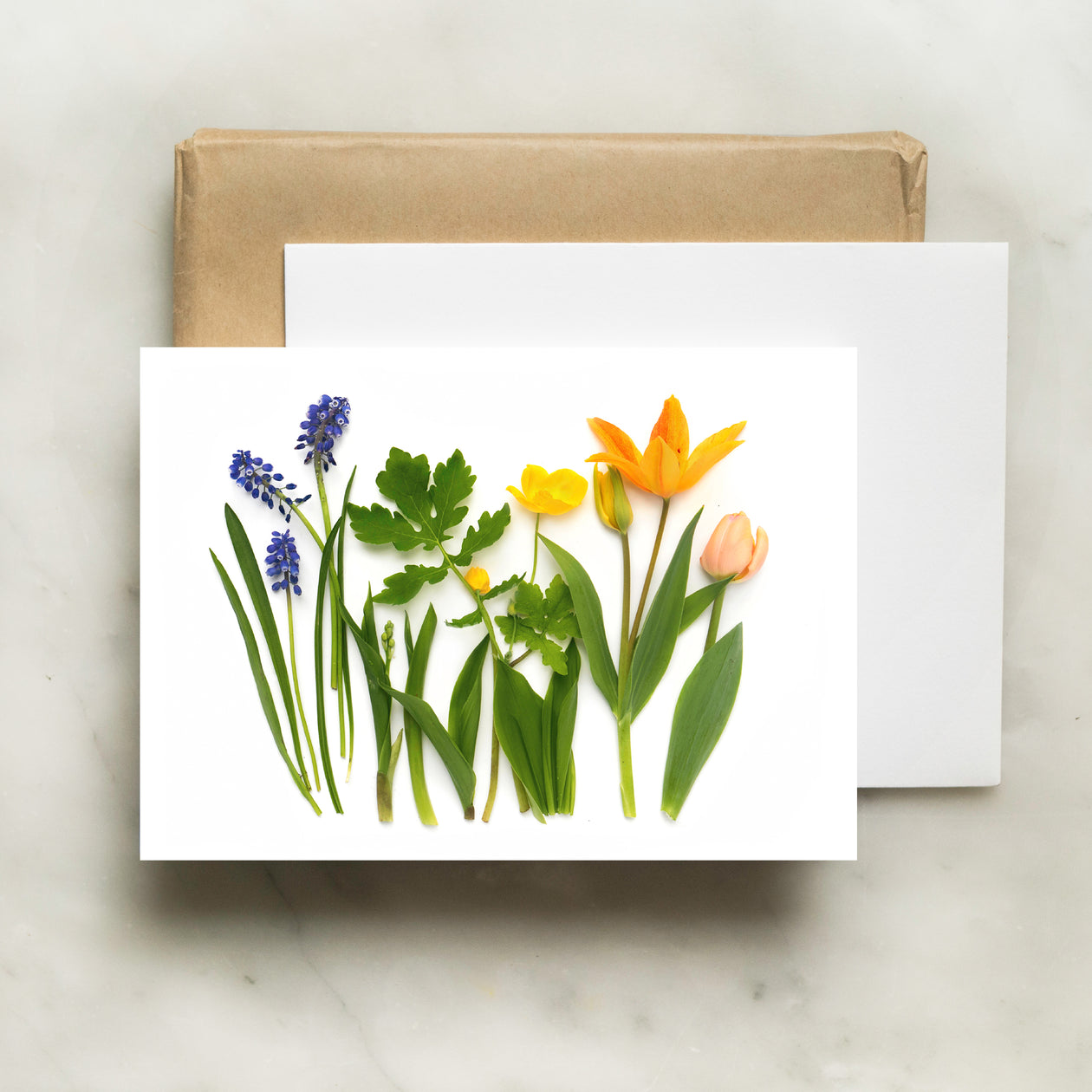 Folding card - Spring rainbow with orange tulip