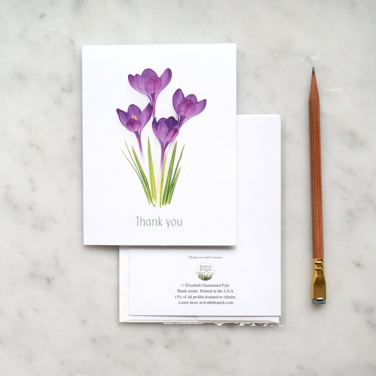 Thank you card with crocus flowers