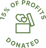 15% of profits donated